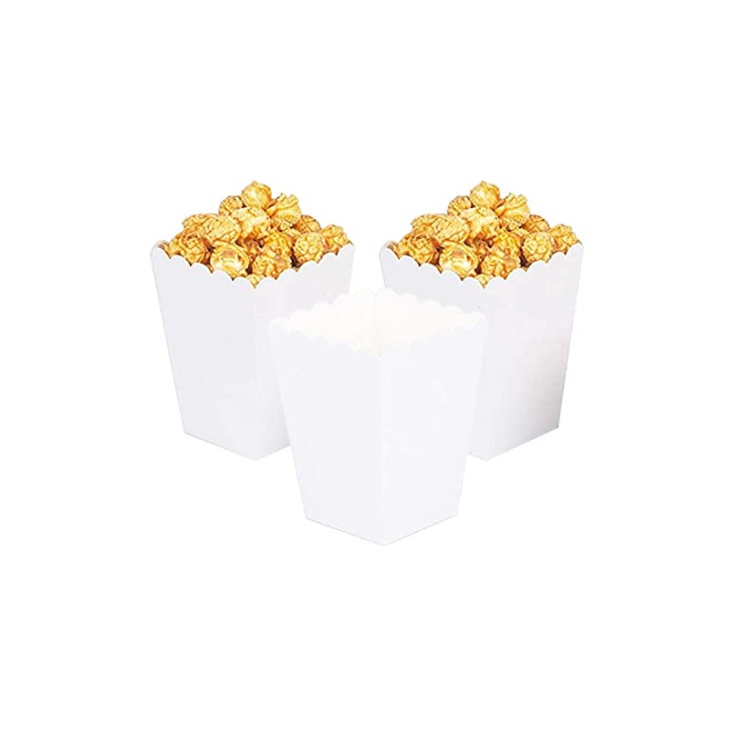 Ainmto 24PCS White Popcorn Boxes Mini Paper Popcorn Containers for