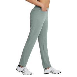 BALEAF Women's Fleece Lined Golf Pants Winter Water Resistant Pockets for Travel Work Casual Dark Grey L