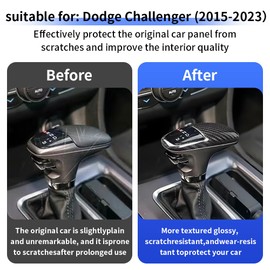 LUNQIN Car Center Console Gear Shift Knob Trim Cover for Dodge Challenger Charger 2015-2023 and Dodge Durango 2018-2025 Auto Interior Accessories Shifters Stick Protection Panel Carbon Fiber Style Kit