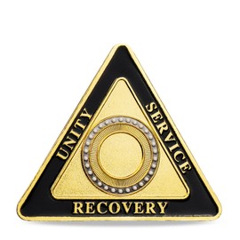 Triangle Glimmer Amber Dream Sobriety Coin | Celebrating Recovery and Personal Growth with AA Medallions | Ideal Sobriety Gift for Men and Women