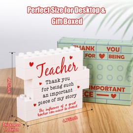 MBL Teacher Appreciation Gifts for Women - Christmas Teachers Day End of Year Teacher Gifts, Last Day of School Teacher Gifts, Thank You for Being an Important Piece of My Story Block Sign