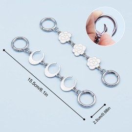 APCGSM 2PCS Replacement Bag Extender Chain Silver Purse Strap Extenders for Women Flower Moon Bag Strap Accessories for Purse Handbags Crossbody Bag Chains Making Supplies (Silver White)