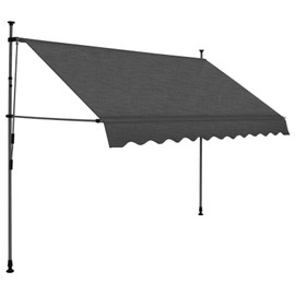 Gecheer Manual Retractable Awning with LED 98.4" Anthracite, Adjustable Awning Sun Shade Shelter Awning Cover Gazebo Canopy Outdoor Patio Canopy Sunsetter for Patio Bench Garden