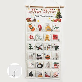 Advent Calendar 2024 as Wall Calendar Made of Fabric, Advent Calendar for Filling, Reusable with 24 Fabric Bags, Advent Calendar Tapestry, Hanging for Wall Door Decoration, Christmas Calendar, Fabric