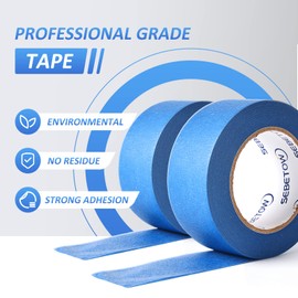 10 Rolls Painters Tape 2 inch Bulk Painter Tape Blue Wide Roll, Blue Masking Tape, 2 Inches x 55 Yards for General Purpose Wall Painting, Home Improvement