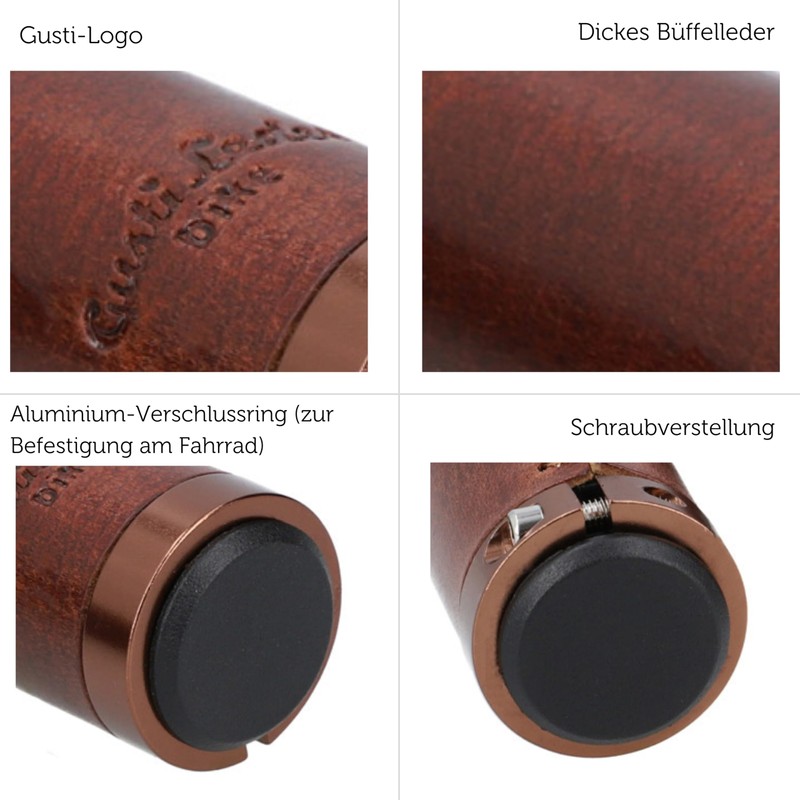 Gusti Gary F. Leather Handlebar Grip, Black