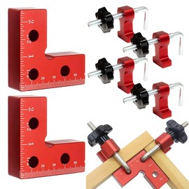 90 Degree Positioning Angle Pack of 2 - Right Angle Clamps Made of Aluminium Alloy Right Angle Tensioner, Woodworking Tools, Carpenter's Angle for Woodworking, DIY, Crafts, Red