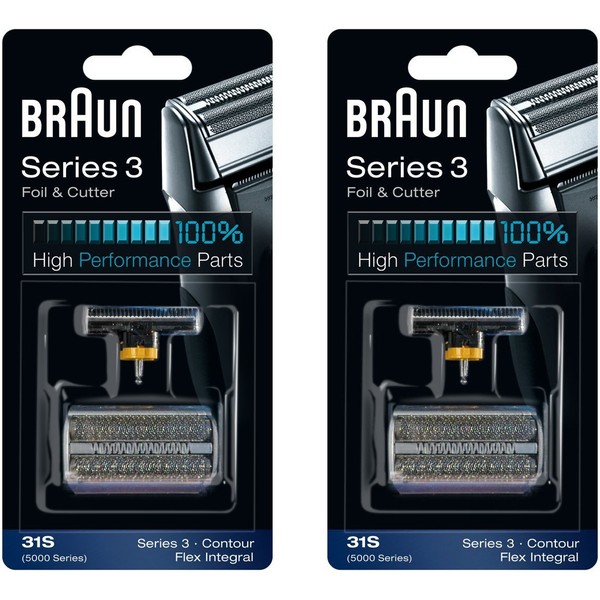 31S BRAUN 5000/6000 Series Contour Flex XP Integral Shaver Foil & Cutter Head Replacement Combi Pack, 2 Count