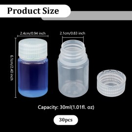 OLYCRAFT 30pcs Wide Mouth Lab Reagent Bottle 30ml Water Sample Bottle Laboratory Grade Container Sealed Leak-proof Clear PP Bottle Travel Water Sample Bottles for Laboratories Home Storage