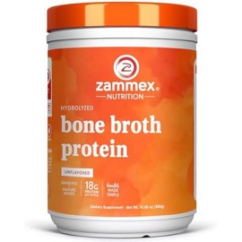 Zammex- Polvo de Proteína de Caldo de Hueso de Carne 100 Alimentada con Hierba, Proteína 20G, Péptidos de Colágeno Hidrolizado Tipo 13,