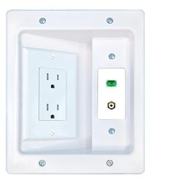 RiteAV RCA-White SC-APC-SX Recessed Wall Plate Cable Concealer Management Kit with Power Outlet Hides Cords and Cables