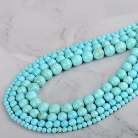 CMBYN - 200 abalorio de piedra natural de 4 mm, color azul, turquesa, redondas, abalorio de piedra auténtica, sueltas, tamaño del agujero de 1 mm, abalorio lisas para pulsera, collar, aretes (azul