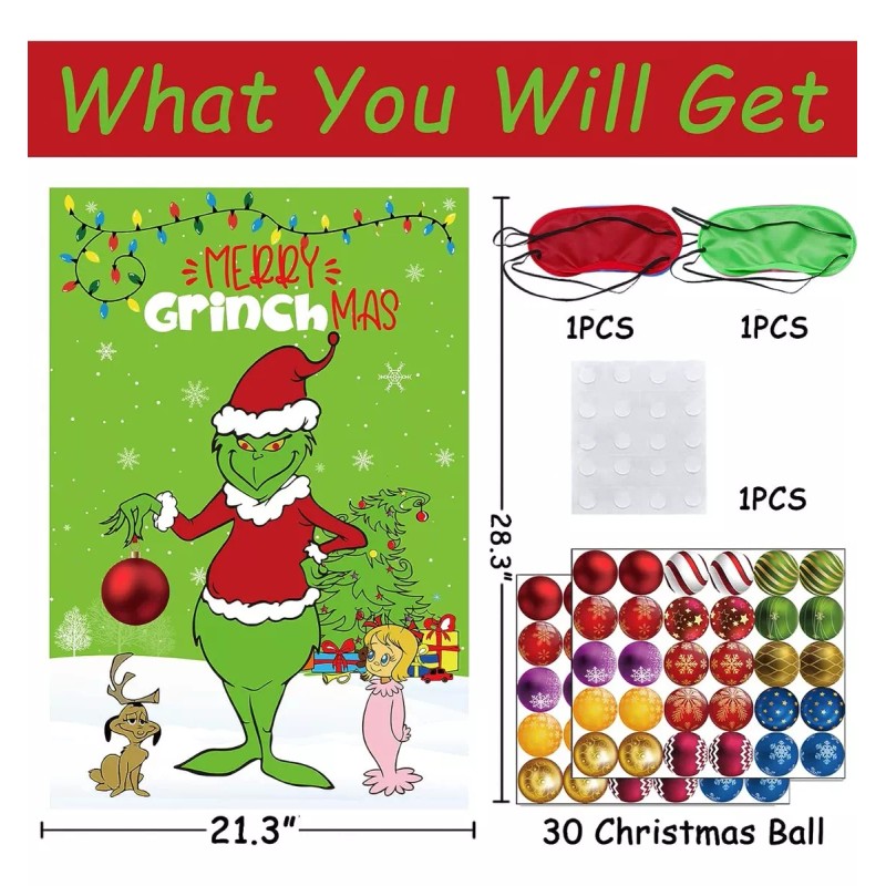 Dreasmt Poster De Grinch Para Colocar Esferas De Papel Juego