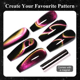 Ozzeal Cat Eye Gel Nail Polish, 0.5 Fl Oz Pink and Orange Magnetic Glitter Gel, UV LED incompatible