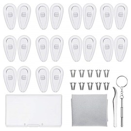 KEWUF Brillen Reparatur Set, 10 Paar Luftkammer Nasenpads Silikon, brillenpads, Rutschfeste Brille Nasenpads Weiche Silikon, Schraubbrillen Nasenpads mit Schrauben Pinzette und Reinigungstuch
