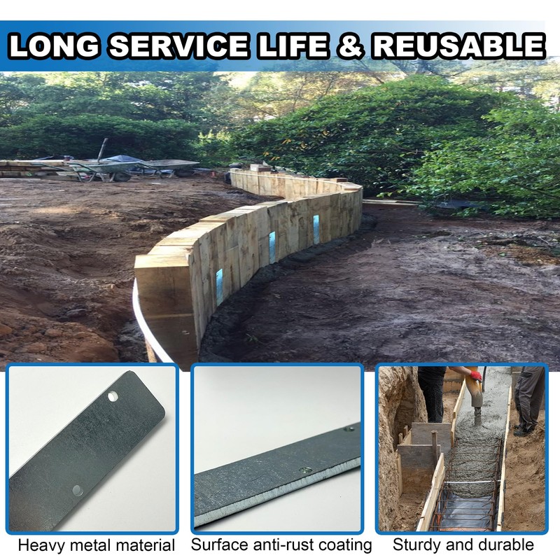 Flat Steel Stakes for Concrete Forms - 12 x 1.4in,