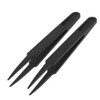 sourcing map 4.5" Length Black Plastic Anti-Static Tweezers Repair Tool