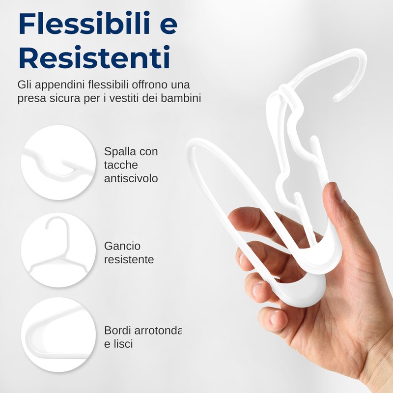 SereneLife 20 Grucce Appendiabiti in Plastica, Appendiabiti Antiscivolo e Salvaspazio