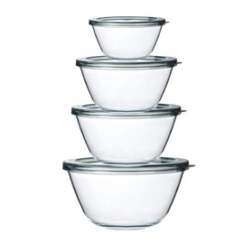 M MCIRCO Glass Mixing Bowls with Lids, 4 Packs Glass Bowl Set, Nesting Bowls for Meal Prep, Food Storage, Bowls For Cooking, Baking, BPA-Free, 0.8/1.7/1.6/2.9/4.8 Qt
