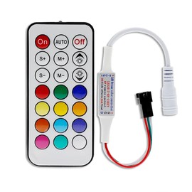 Vrabocry WS2812B Pixel LED Light Strip Controller 366 Mode Conversion 3PIN SM JST WS2811 Led Strip Light DC5V-24V 21Key RF Remote Control