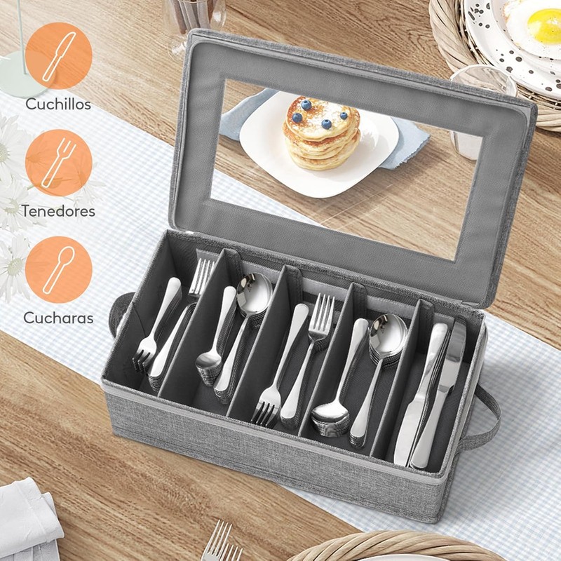 Lifewit - Caja de almacenamiento de cubiertos cubiertos con tapa
