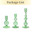 Hewory Glass Candlestick Holders Set: 3PCS Green Candle Holder Taper