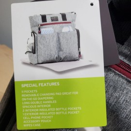 EDDYE BAUER PLACES AND SPACES RAINER DIAPER BAG GREY   " NEW WITH TAGS"