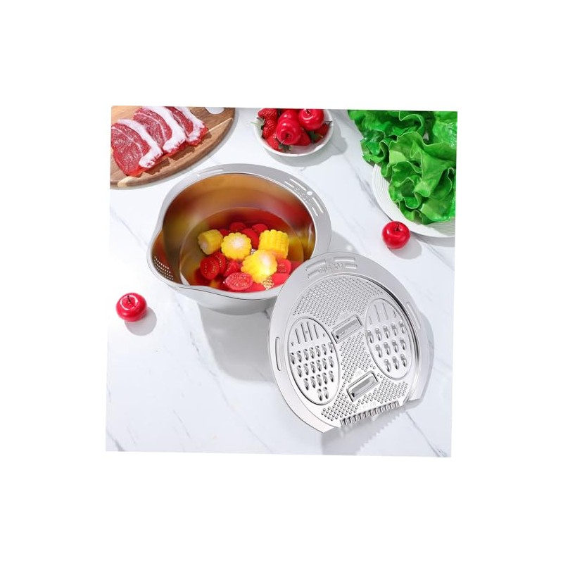 Stainless Steel Rice Washer and Strainer Bowl, Large Capacity Kitchen
