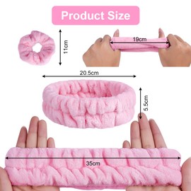 AOMIG Spa Headband, 6-Piece Set Face Wrist Wash Band Set, Soft Hair Band, Elastic Wrist Sweatband, Cosmetic Headband for Facial Cleaning, Beauty Yoga (Pink + Grey + White)