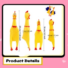 Kugliwa 12 Pack 11 Inch 6.3 Inch Rubber Chicken Squeaky Toy Squeaky Chick Toys Yellow Screaming Chicken Yellow Screaming Chicken for Novelty Gag Gift Prank Noise Maker Toys, 2 Sizes