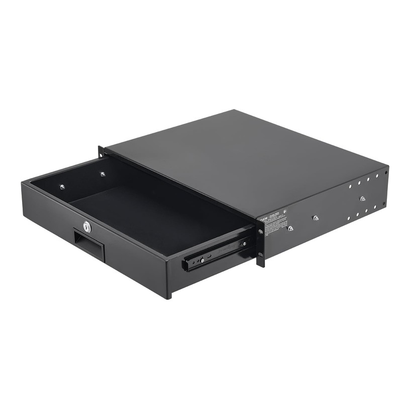 VEVOR 2U Rack Drawer, Lockable Server Cabinet Case, 13.8'' Depth
