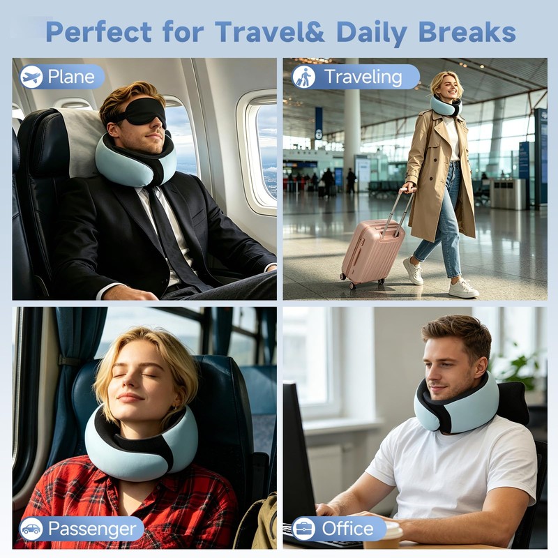 Neck Pillow for Travel, Memory Foam Travel Pillow for Airplanes