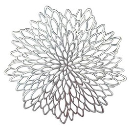 Occasions  10 Pieces Pack Pressed Vinyl Plastic Metallic Color Placemats / Wedding Accent Centerpiece Placemat (Silver Leaf)