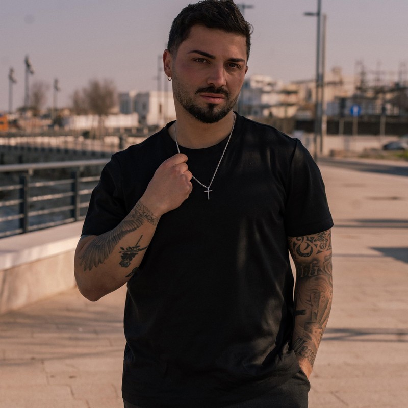 SERASAR Necklace Cross Men Chain with Pendant Silver Jewellery Gift