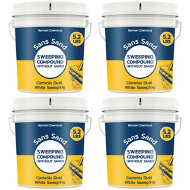 Banner Chemical Sans Sand Gritless Sweeping Compound Without Sand – Effective Dust Control, Non Abrasive and Safe for Smooth, Finished & Polished Floors, Oil Free, Made in USA (5.2 lbs) - 4 Pack