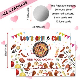 THEBESTU 50 Pcs Let? Grill & Chill Scratch off Game Cards, Fun BBQ Themed Scratch Cards for Grilling Party Games, Backyard Barbecue Activities Supplies for Outdoor Cookout Activities, Family Party