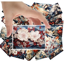 Large Stickers 24 pcs (2.5"x3.5" Each) Incredible Japanese Style Sakura Flowers and Waves Vintage Postcards Retro Greeting Card Book Illustration Reprint