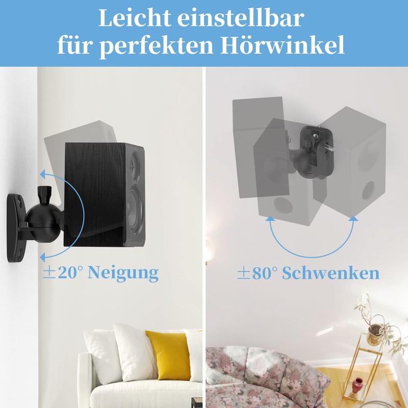 Cozycase Speaker Wall Mount with Fittings - 2 Pieces Swivelling