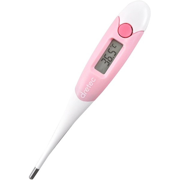 Dretec TO-102PKDI Electronic Thermometer, Antibacterial, Soft Touch Type, Actualized Type, Compatible with Armpit and Mouth, Pink