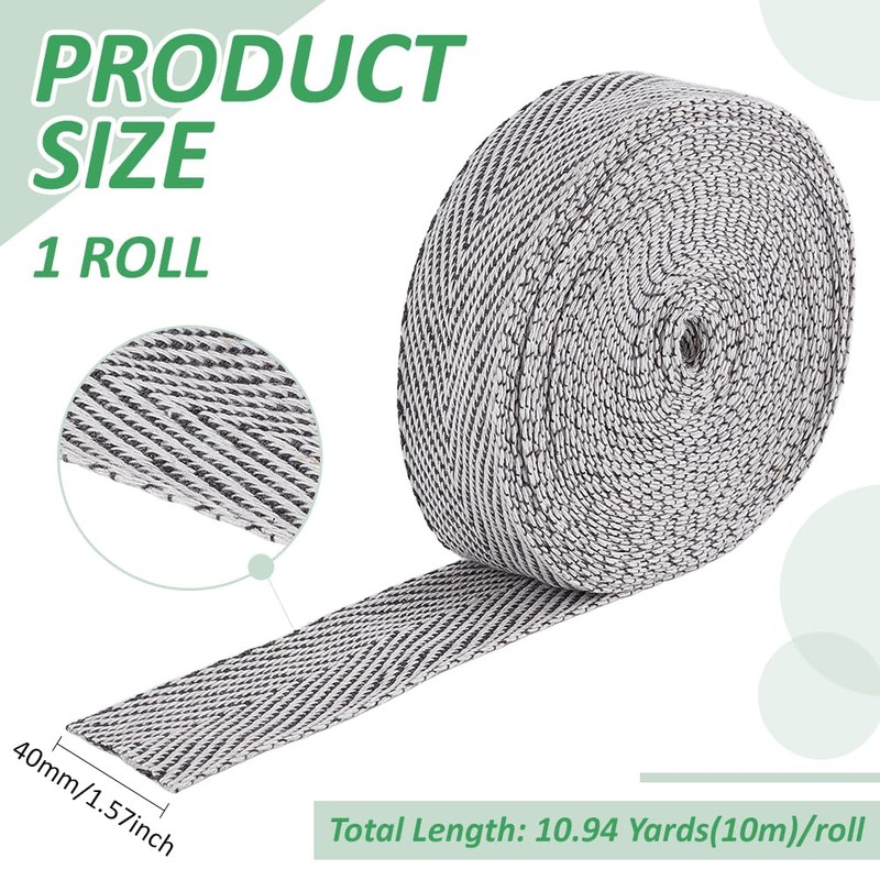 BENECREAT 10m/10.9 Yard Carpet Edge Bias Binding, Gray White Cotton