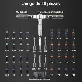 Juego de destornilladores 40 en 1, desarmador de carraca magnético profesional con puntas S2, kit de desarmadores multifunciona