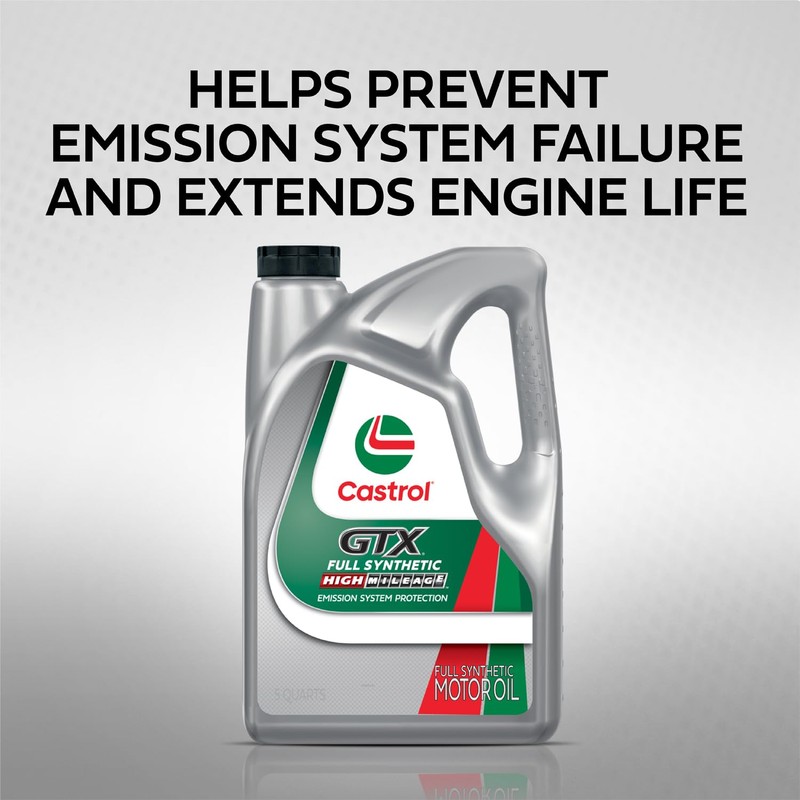 Castrol GTX Full Synthetic High Mileage 5W-20 Motor Oil, 5