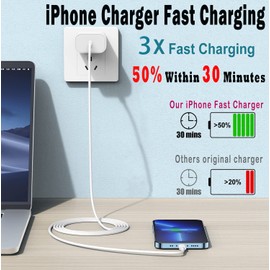 TrimDish iPhone Charger Fast Charging,iPhone Fast Charger 2Pack Type C Fast Charger Block Plug Adapter 6FT USB-C to Lightning Cable Cord for iPhone 14/13/13 Pro/12 Pro/12 Pro Max/11/Xs Max/XR/X/SE,iPad,AirPods