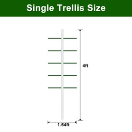 Agfabric 4ft Garden Trellis for Climbing Plants Outdoor, U Tower Trellis with 5 Arms(Each 1.64fft), Fiberglass Rust Proof, Semicircular Cross-Section (4ft*1.64ft,1pack)