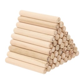 PATIKIL 1/2" x 4"(12 x 100mm) Wood Dowel Pins, 50 Pack Fluted Wooden Dowel Pin Straight Groove Rods for Furniture Door Art Crafts Projects