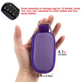 CAIRIAC - Estuche de transporte de aceite esencial con capacidad para 10 botellas (botella de rodillo de 2 ml, 3 ml), paquete de 2 llaveros portátiles para guardar aceites esenciales, bolsa de