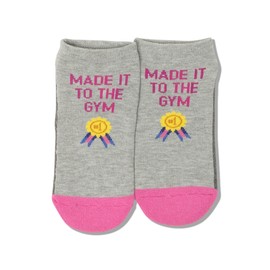 Hot Sox Women's Fun Pop Culture & Celebration Crew Socks-1 Pair Pack-Cool & Funny Novelty Gifts, Made It to The Gym Low Cut (Gray Heather), Shoe Size: 4-10