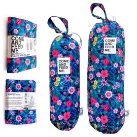 FLOCK THREE 2pcs Waterproof Plastic Grocery Trash Bag Holder Shopping Carrier Holder Organizer Kitchen Storage Bag Dispenser Multiple Designs Sizes Flowers