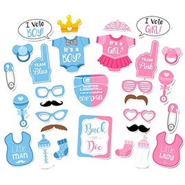 7-gost 30PCS Baby Shower Gender Reveal Party Boy or Girl Photo Booth Props