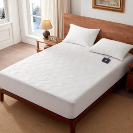Wapaneus Diamond Qquilted Heated Mattress Pad Queen Size 10 Heat Settings & Dual Control with 1-12 Hours Auto Off,Deep Pocket Fits up to 18",Microfiber Bed Warmer,ETL Listed Machine Washable,60"x80"